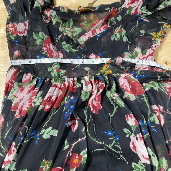 byTiMo NWT Rose Field Wrap Dress Midi Floral Size S Ruffle Trim Long Sleeves - Picture 8 of 12